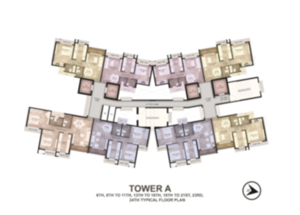 Typical Floor plans of tower A at Queen's necklace