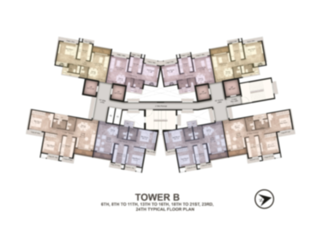 Typical Floor plans of tower B at Queen's necklace