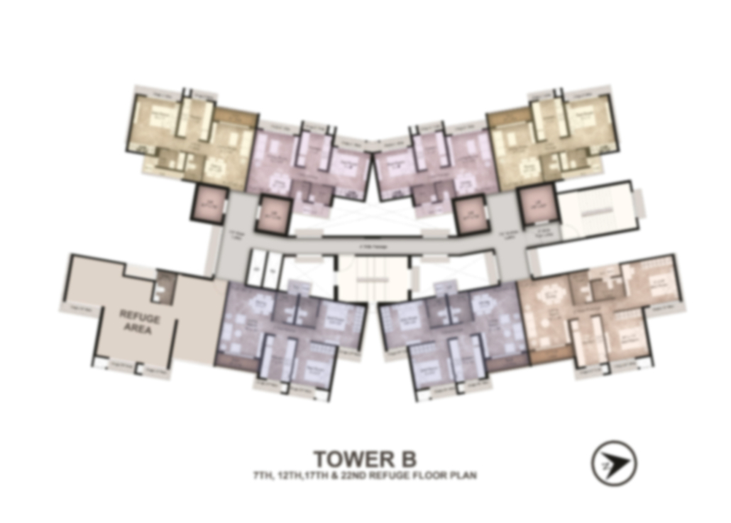 Refuge Floor plans of tower B at Queen's necklace